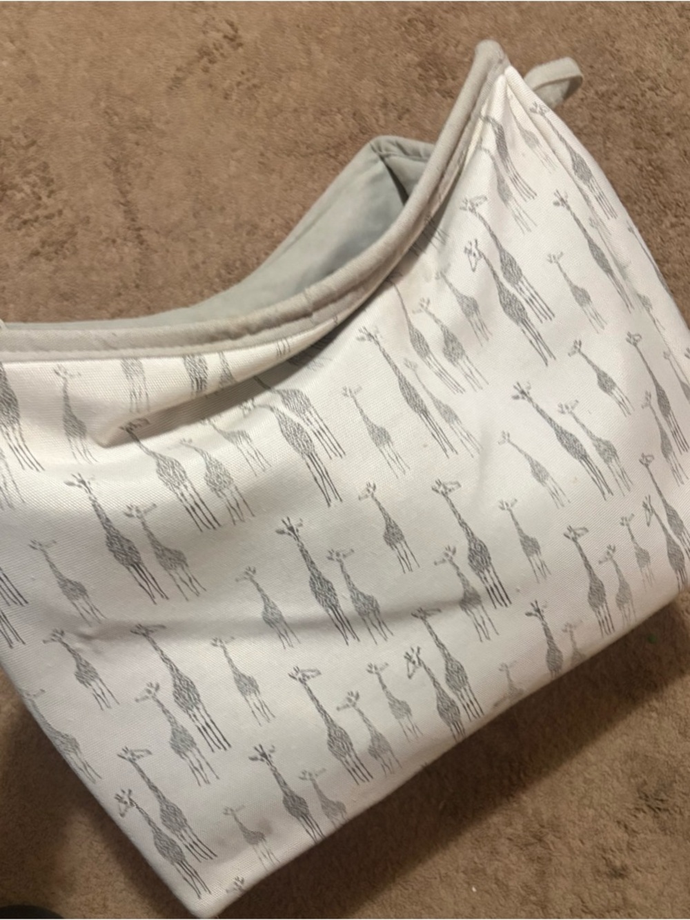 Unbranded Cream Canvas Tote with Gray Giraffe Print